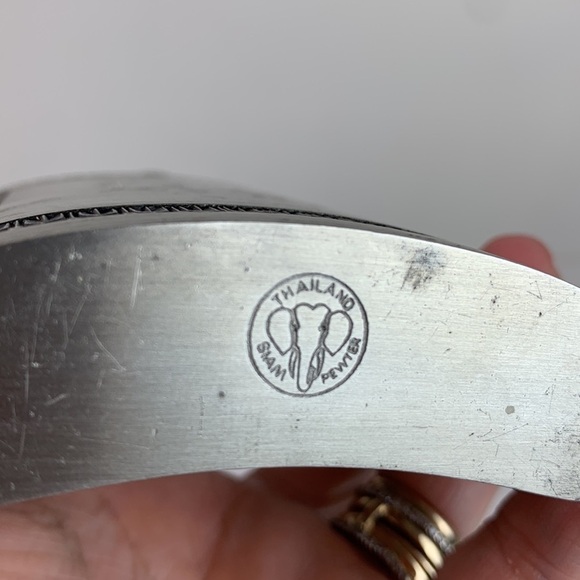 RB Pewter vintage 90s deco engraved weighted pocket flask holds 1/2 cup, clean! - Picture 6 of 10